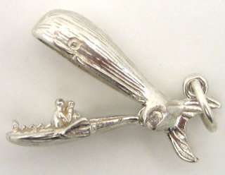 British Sterling 925 Silver Whale Charm. Opening Jonah  