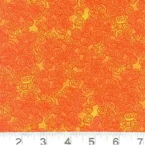  45 Wide Vision Flower Bed Tangerine Fabric By The Yard 