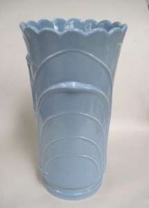 Blue Abingdon Pottery 14 Stork or CraneArt Deco Style Vase #487 