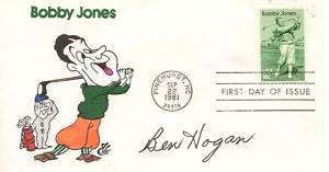 BEN HOGAN: Bobby Jones First Day Cover Autographed  