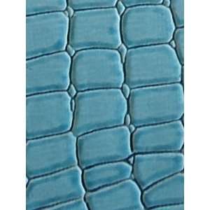  Crocodile Aqua Blue Fake Leather Vinyl Upholstery 56 Inch Fabric 