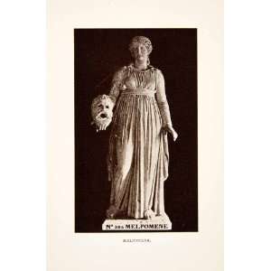  1907 Print Melpomene Muse Sing Tragedy Greek Myth Mask 