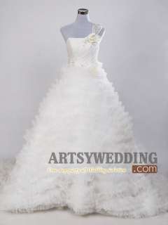   Shoulder Surplice Satin Wedding Dress/Gown Size:2 4 618+++  