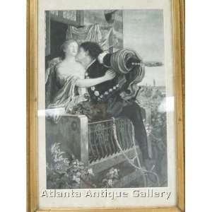   Victorian Print   The Embrace   in Gold Gilt Frame