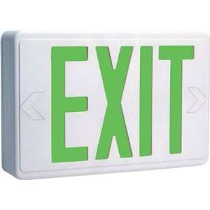   White LED Exit Sign w/ Green Letter & Battery Backup