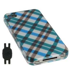  Blue Plaid Design Snap On Hard Case for Apple iPhone 4 4th 