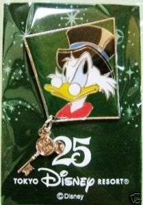 Tokyo DisneySea SCROOGE McDUCK key dangle 25th GWP PIN  