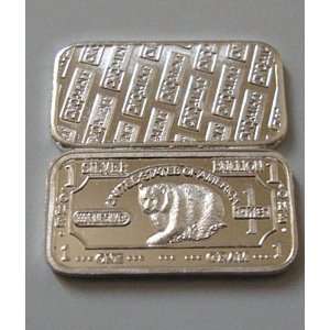   PURE SILVER BULLION BAR WITH AMERICAN GRIZZLY BEAR: Everything Else