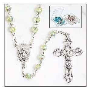  Catholic Light Green Double Capped Rosary, 6mm Glass Beads 