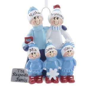  Personalized Snow Shovel Family of 5 Christmas Ornament 