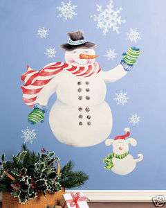 Wallies Holiday Murals Snowman Tree Peel and Stick  