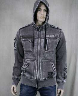 AFFLICTION Mens Black Premium Hoodie ALPHAVILLE jacket  