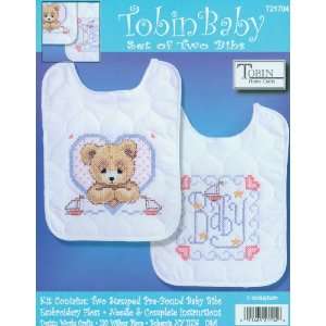 Bedtime Prayer Boy Bib Pair Stamped Cross Stitch Kit 8X10 Set Of 2