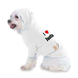  I Love/Heart Justin Hooded T Shirt for Dog or Cat LARGE 