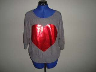 NEW w/o Tag  Cute Gray Plus Sz Shirt w/big Red Heart  