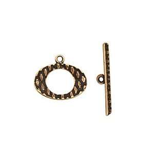  Antique Brass (plated) Textured Oval Toggle Clasp 16x19mm 