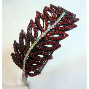  Red Crystal Fern Leaf Headband Beauty
