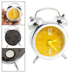 Amico Arabic Numberals Orange Dial Silver Tone Mini Desk Alarm Clock