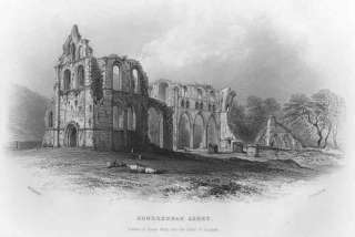 SCOTLAND Dundrennan Abbey by W.H. Bartlett. 1859  