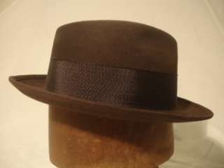 Vintage Dobbs Fedora Hat Detailed Ribbon and Original Box Brown Color 