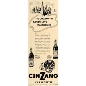   Dry Vermouth Manhattan Cocktail   Original Print Ad