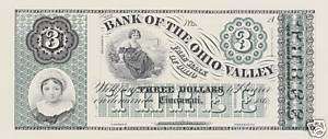 ABNC Proof Print   $3.00 Note   Bank of the OHIO Valley  