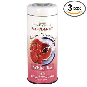 The Tea Nation Raspberry Tea, White Tea, 50 Count Round Tea Bags (Pack 