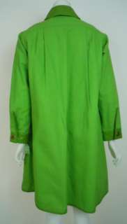   CASHIN Lime Green Canvas/Leather Aline Coat New Old Stock 10  