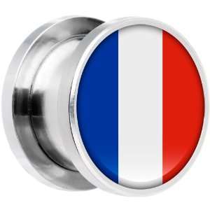  8mm Stainless Steel France Flag Saddle Plug Jewelry