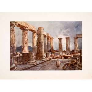   Arcadia Greece Column Remain Ancient   Original Color Print Home