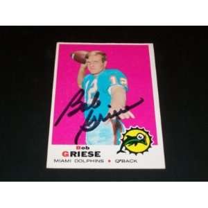 Dolphins Bob Griese Auto Signed 1969 Topps Card #161 N 