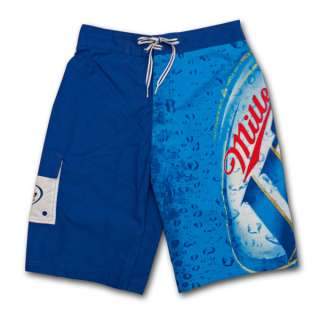 Miller Lite All Over Logo Blue Beach Board Shorts  