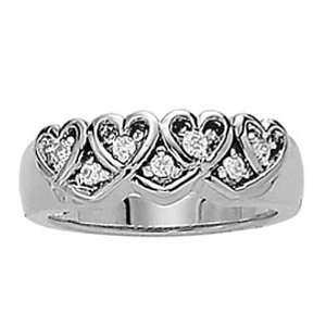  Platinum Diamond Heart Ring/Band   0.14 Ct.: Jewelry