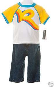 ROCAWEAR Shirt, Jeans Outfit Set NWT New Nu Boy 12 12m  