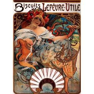   Mounted Print Mucha Alphonse Biscuits Lefevre Utile