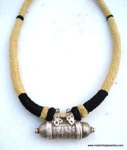 antique tribal old silver taviz amulet pendant necklace  