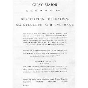   Aircraft Engine Maintenance Manual De Havilland Gipsy Major Books