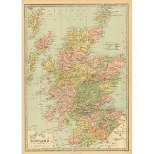  Bartholomew 1881 Antique Map of Scotland: Office Products
