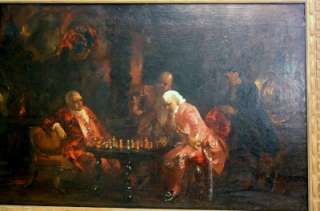   PAINTING OF CHESS PLAYERS BY FEDRERICO ANDREOTTI NO RESERVE  