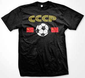 CCCP Soccer T shirt Russia Flag Football Mens Tee  