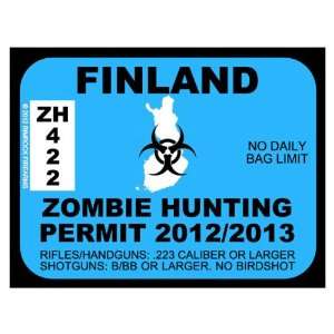  Finland Zombie Hunting Permit 2012 (Bumper Sticker 