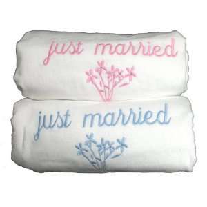  Just Married Embroidered Beach Towel with Bouquet