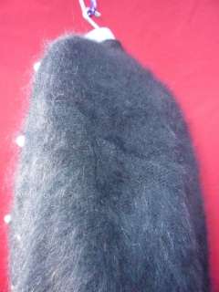 HAIRY 90% Angora Fuzzy & Plush Sweater Cardigan Coat size L CHRISTINE 