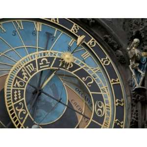 Astronomical Clock on Old Town Hall, Prague, Czech Republic Stretched 