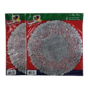  Lot of 12 Silver Round 12 Doilies Lace Paper: Home 