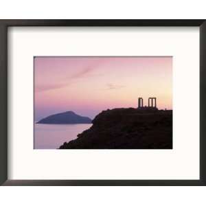 Silhouette of Temple of Poseidon, Attica, Greece Framed Photographic 
