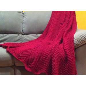  Grand Mom Inna   Handmade Knitted Blanket  Red (60 X65 