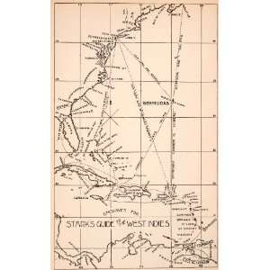  1897 Wood Engraving Antique Map West Indies Bermuda 