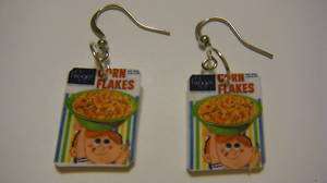 Kroger Corn Flakes Cereal Earrings jewelry unique cute  