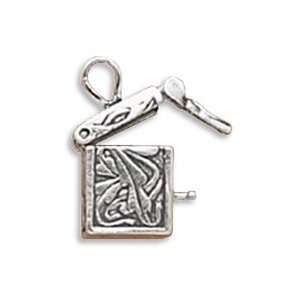  Sterling Silver Charm Pendant Prayer Box with Hinged Lid Jewelry